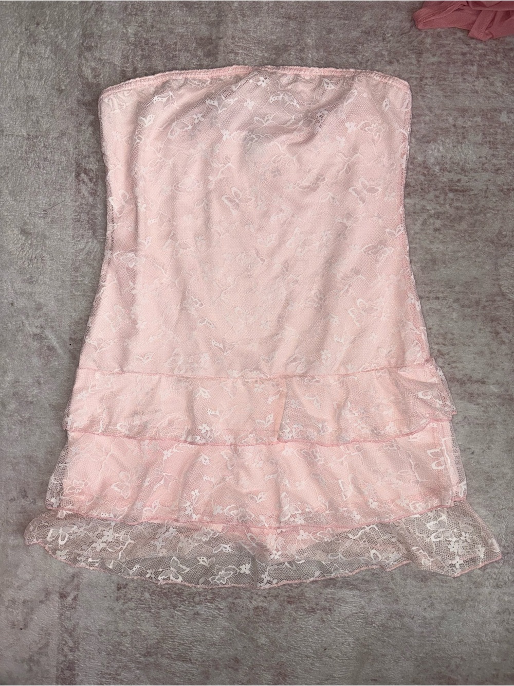 SHEIN Pale Pink Lace Overlay Romper Dress